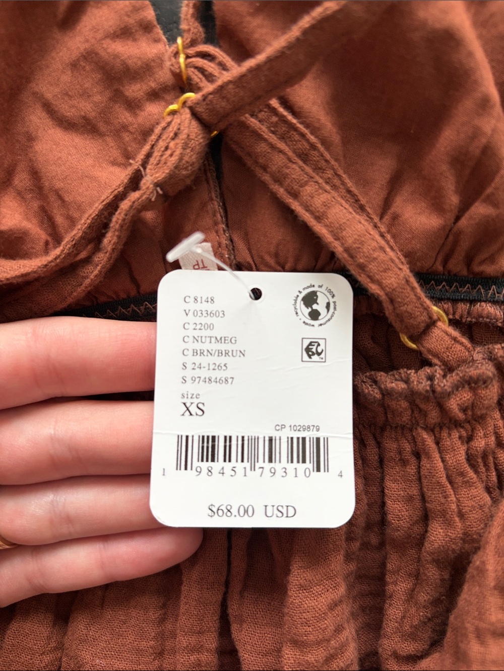 Free People Rust Orange Eyelet Babydoll Cami - Picture 3 of 3